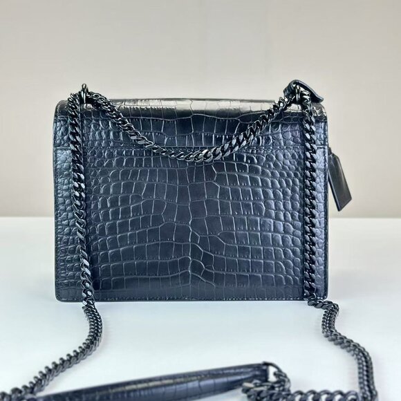 Yves Saint Laurent Black Crocodile Leather Sunset Shoulder Bag Crossbody - Picture 4 of 10